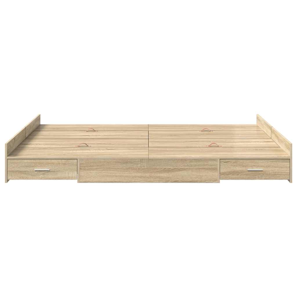 Seng Med Opbevaring Sonoma-eg 160 200 Cm Konstrueret Træ - Billede 5