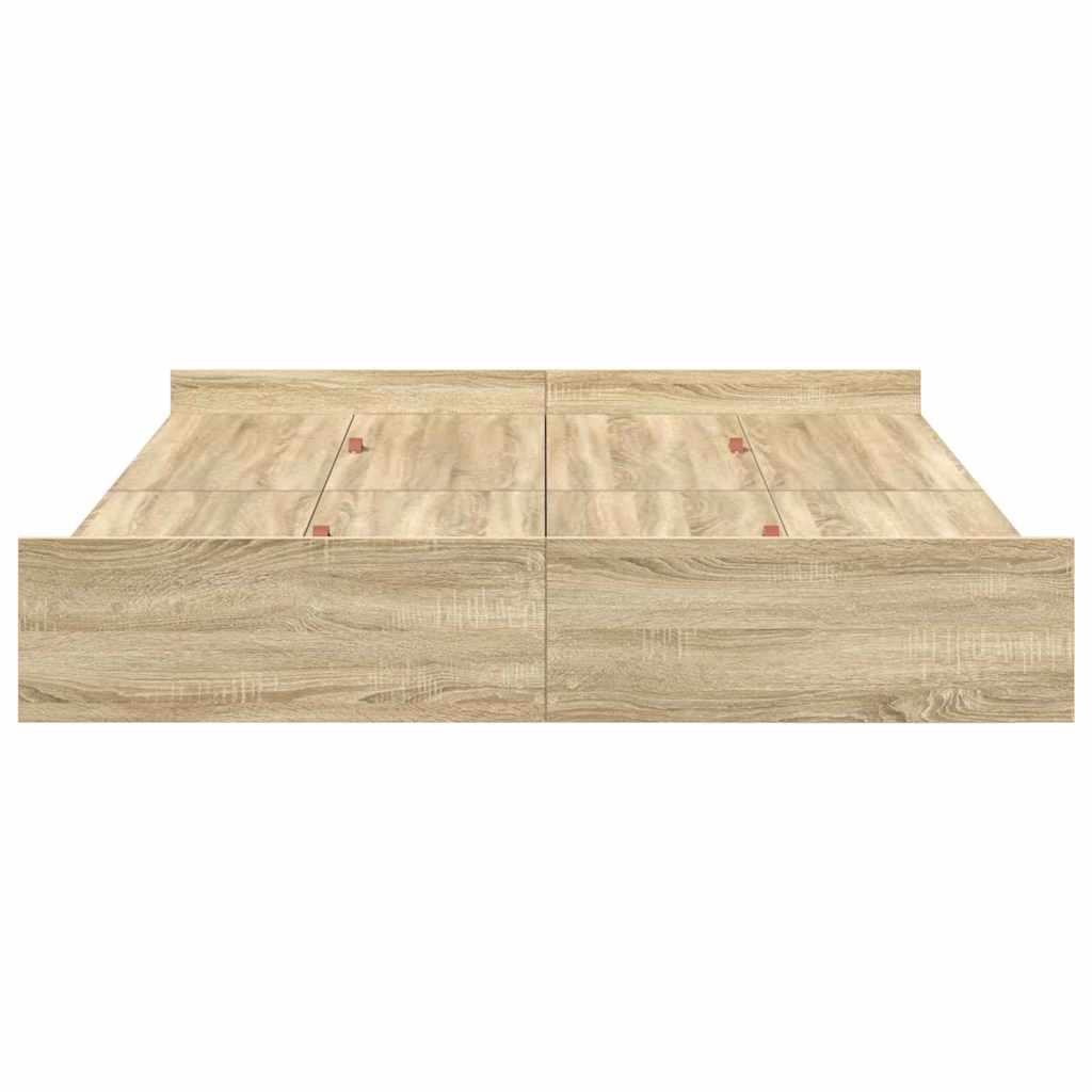 Seng Med Opbevaring Sonoma-eg 160 200 Cm Konstrueret Træ - Billede 6