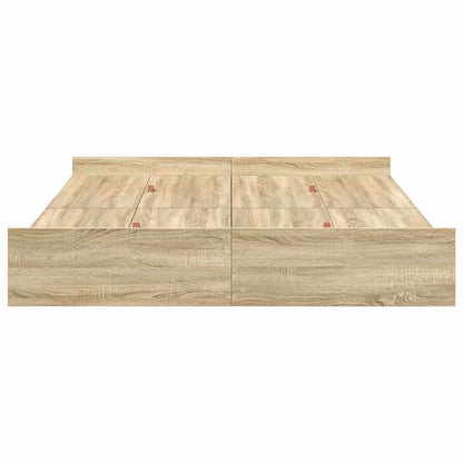 Seng Med Opbevaring Sonoma-eg 160 200 Cm Konstrueret Træ - Billede 6