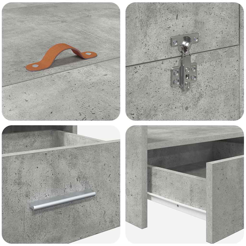 Seng Med Opbevaring Betongrå 150 X 200 Cm Konstrueret Træ - Billede 9