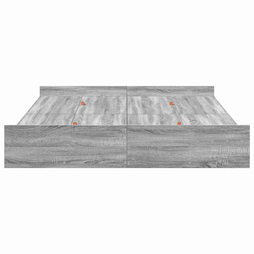 Seng Med Opbevaring Grå Sonoma-eg 140 X 200 Cm Konstrueret Træ - Billede 6