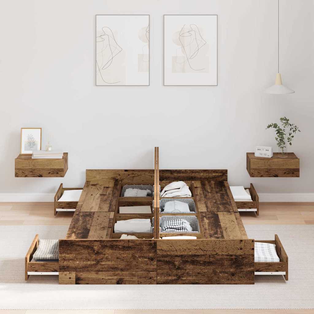 Seng Med Opbevaring Gammelt Træ 120 X 200 Cm Konstrueret Træ - Billede 4