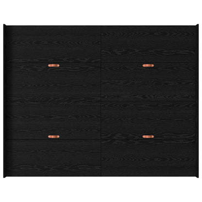 Seng Med Opbevaring Sort Eg 140 X 190 Cm Konstrueret Træ - Billede 8