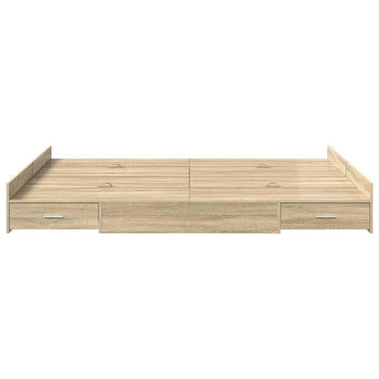 Seng Med Opbevaring Sonoma-eg 135 X 190 Cm Konstrueret Træ - Billede 5