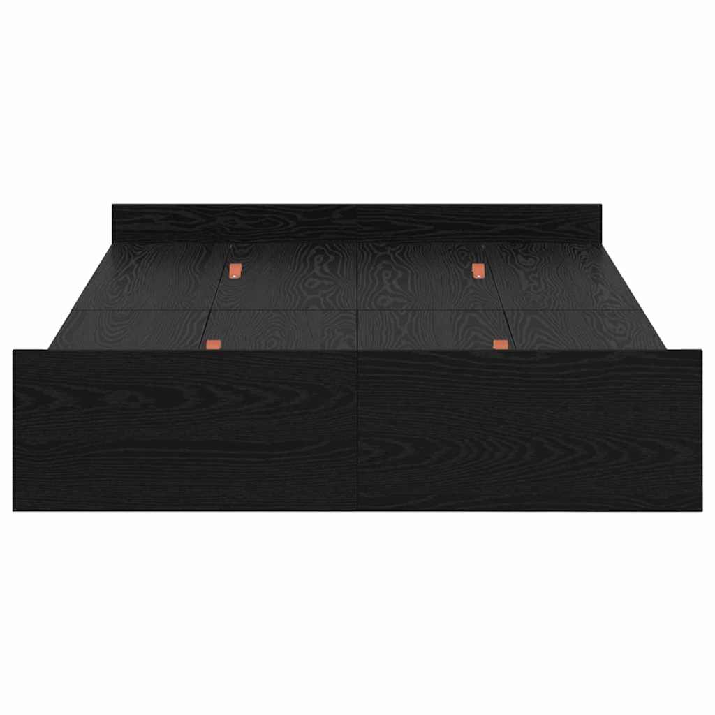 Seng Med Opbevaring Sort Eg 120 X 190 Cm Konstrueret Træ - Billede 6