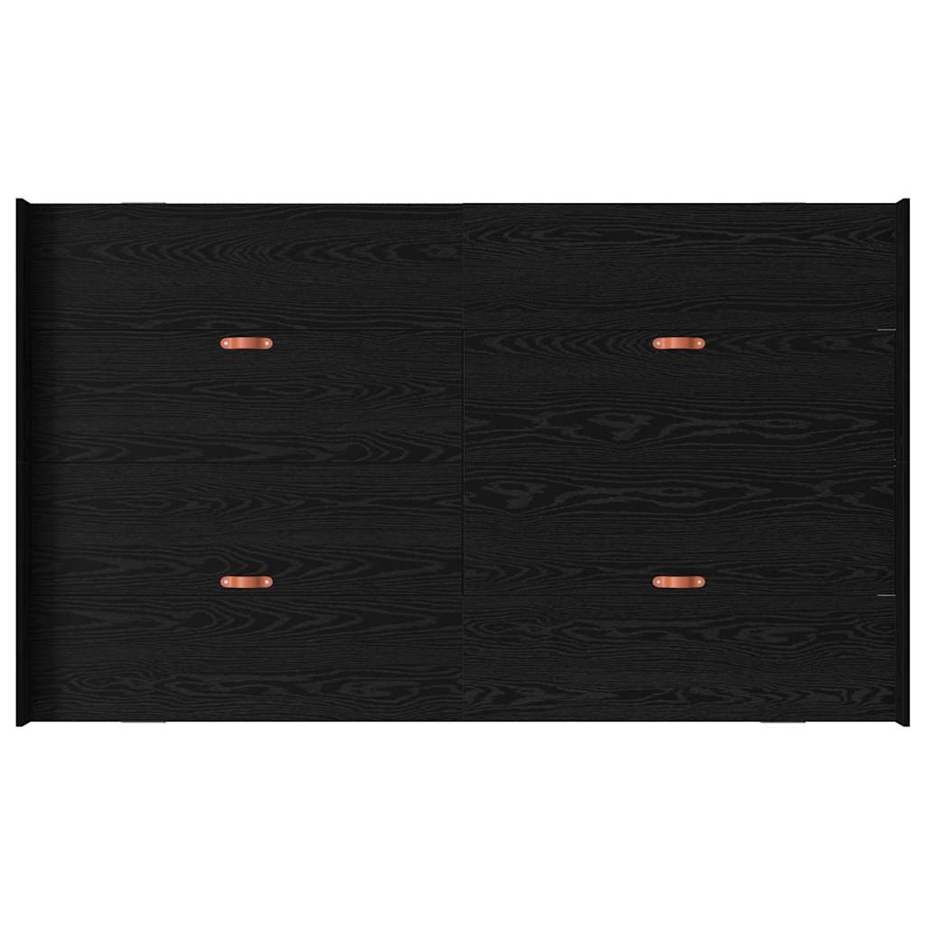 Seng Med Opbevaring Sort Eg 120 X 190 Cm Konstrueret Træ - Billede 8