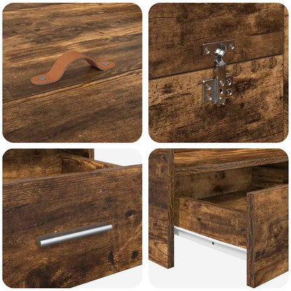 Seng Med Opbevaring Røget Eg 120 X 190 Cm Konstrueret Træ - Billede 9