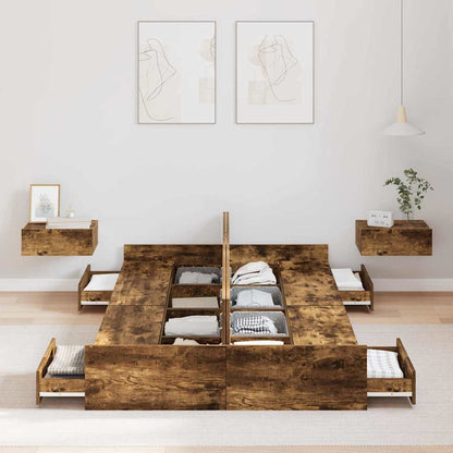 Seng Med Opbevaring Røget Eg 120 X 190 Cm Konstrueret Træ - Billede 4