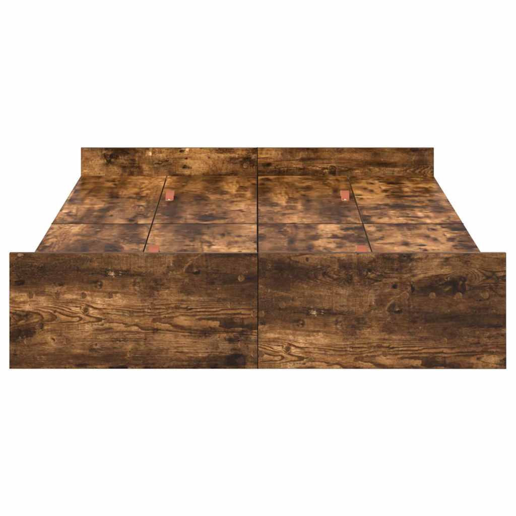 Seng Med Opbevaring Røget Eg 120 X 190 Cm Konstrueret Træ - Billede 6