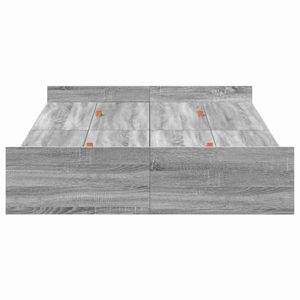 Seng Med Opbevaring Grå Sonoma-eg 120 X 190 Cm Konstrueret Træ - Billede 6