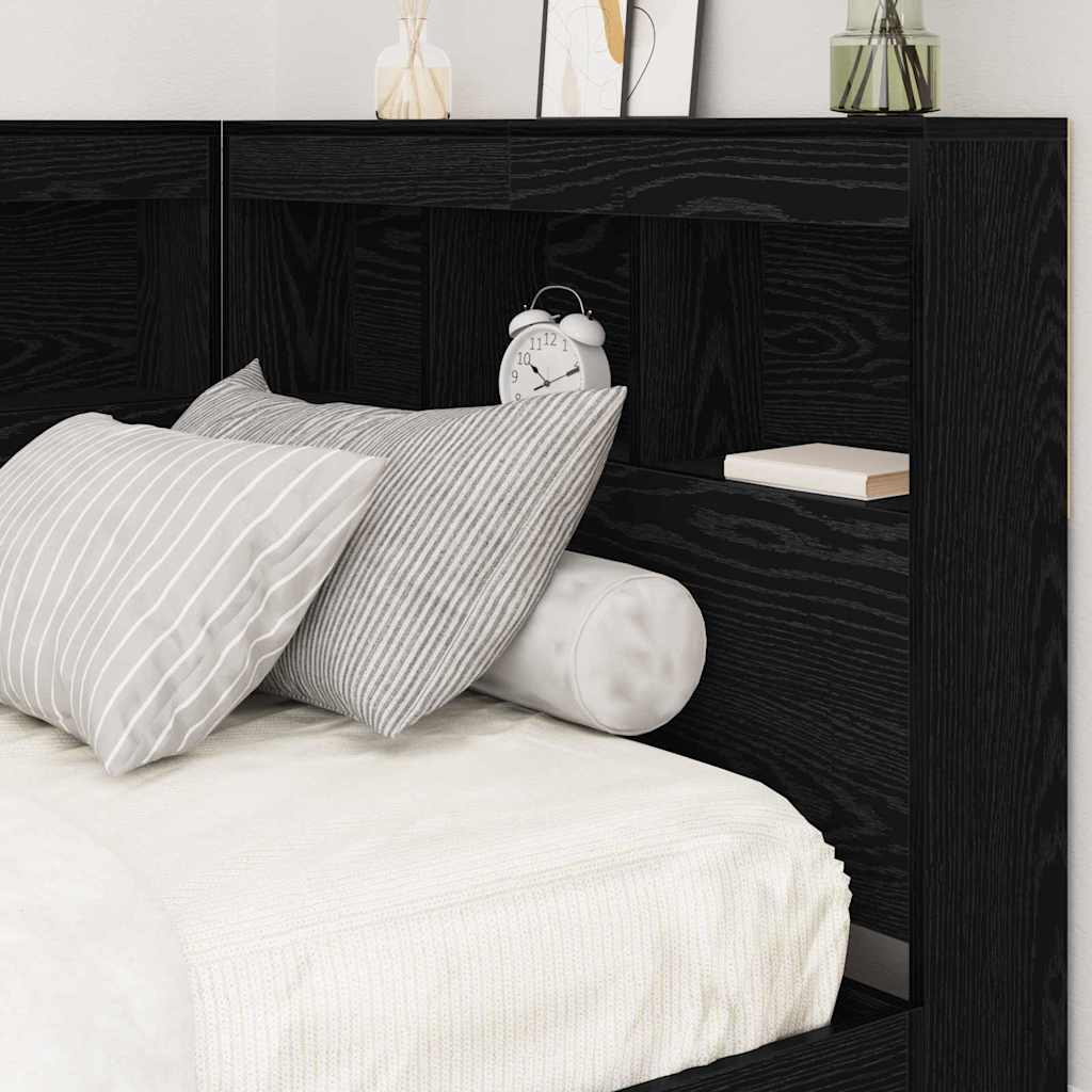 Opbevaringshovedgavl Med Hylde Sort Eg 80 Cm Konstrueret Træ - Billede 4