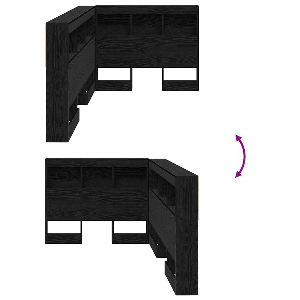 Opbevaringshovedgavl Med Hylde Sort Eg 80 Cm Konstrueret Træ - Billede 10