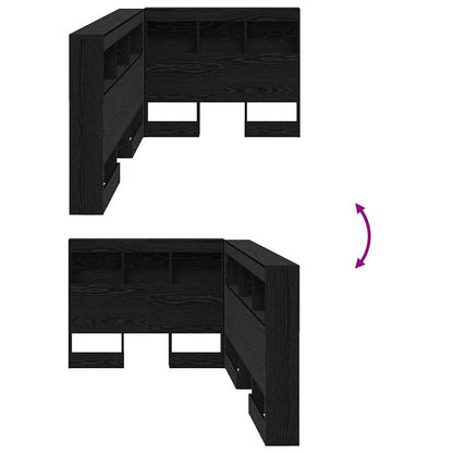 Opbevaringshovedgavl Med Hylde Sort Eg 80 Cm Konstrueret Træ - Billede 10