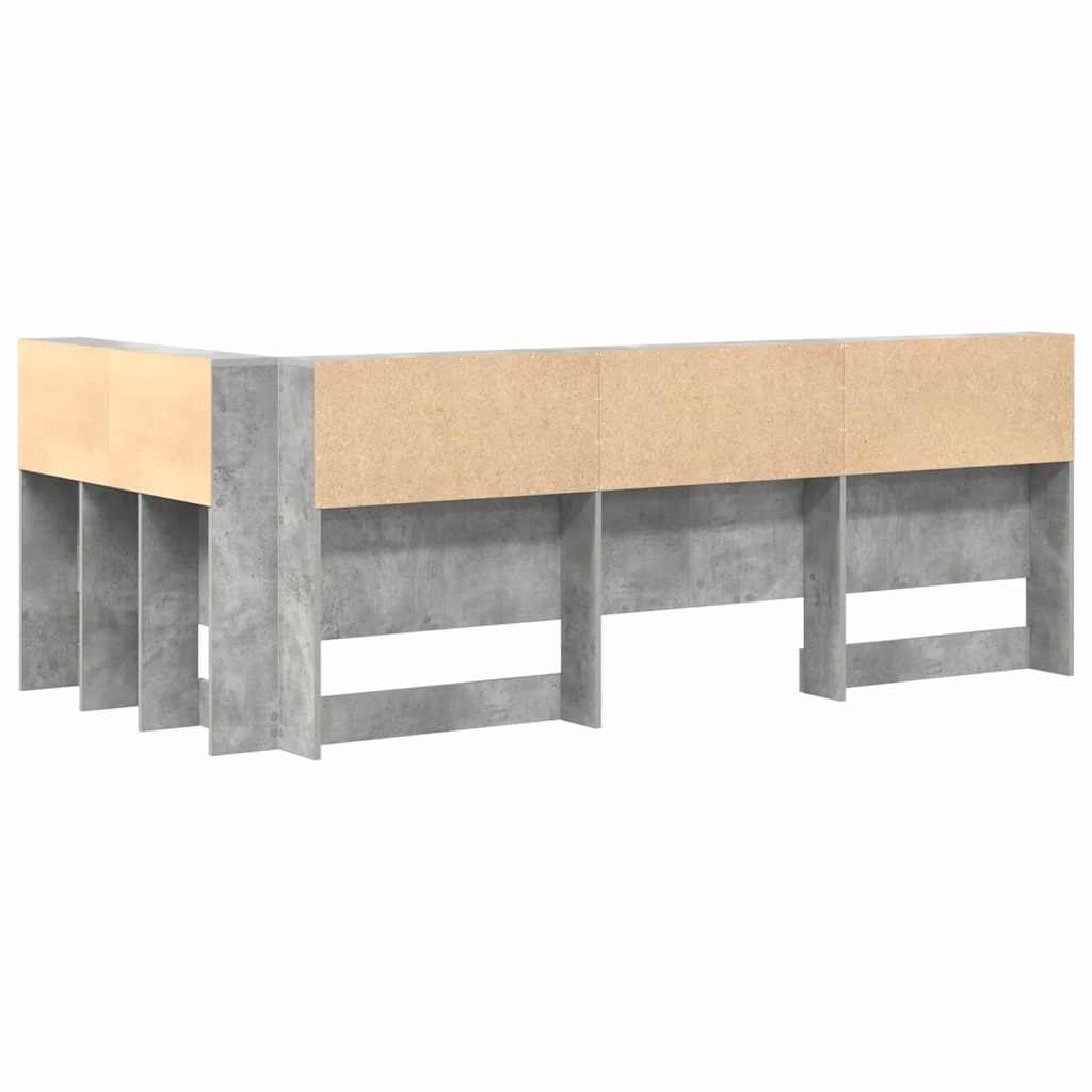 Opbevaringshovedgavl Med Hylde Betongrå 80 Cm Konstrueret Træ - Billede 8