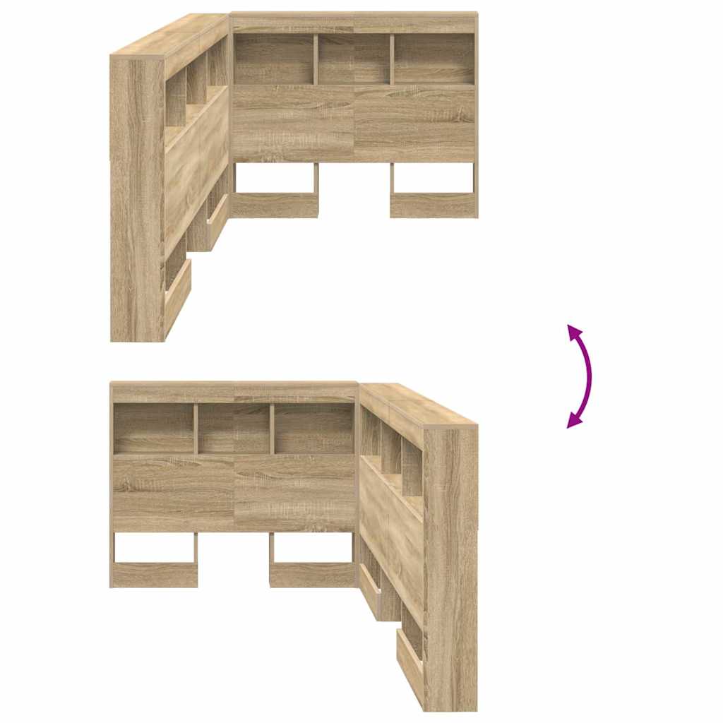 Opbevaringshovedgavl Med Hylde Sonoma-eg 90 Cm Konstrueret Træ - Billede 9