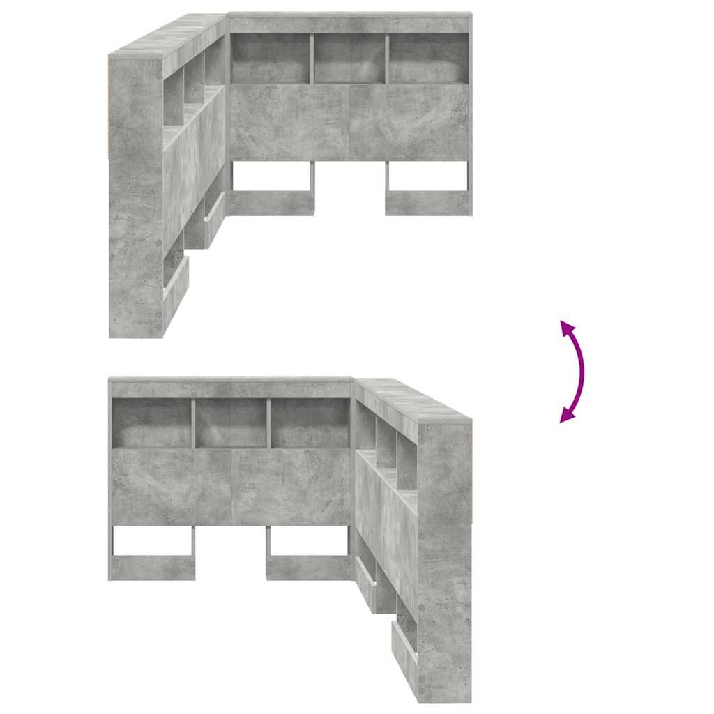 Opbevaringshovedgavl Med Hylde Betongrå 90 Cm Konstrueret Træ - Billede 10