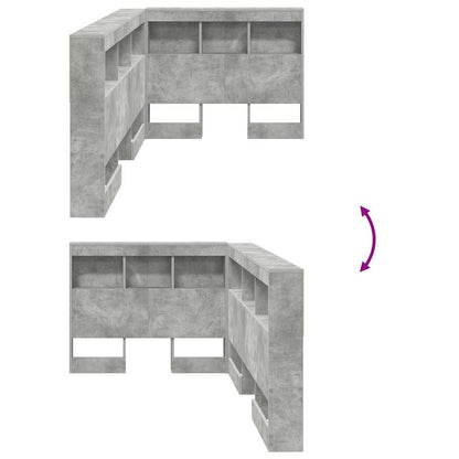 Opbevaringshovedgavl Med Hylde Betongrå 90 Cm Konstrueret Træ - Billede 10