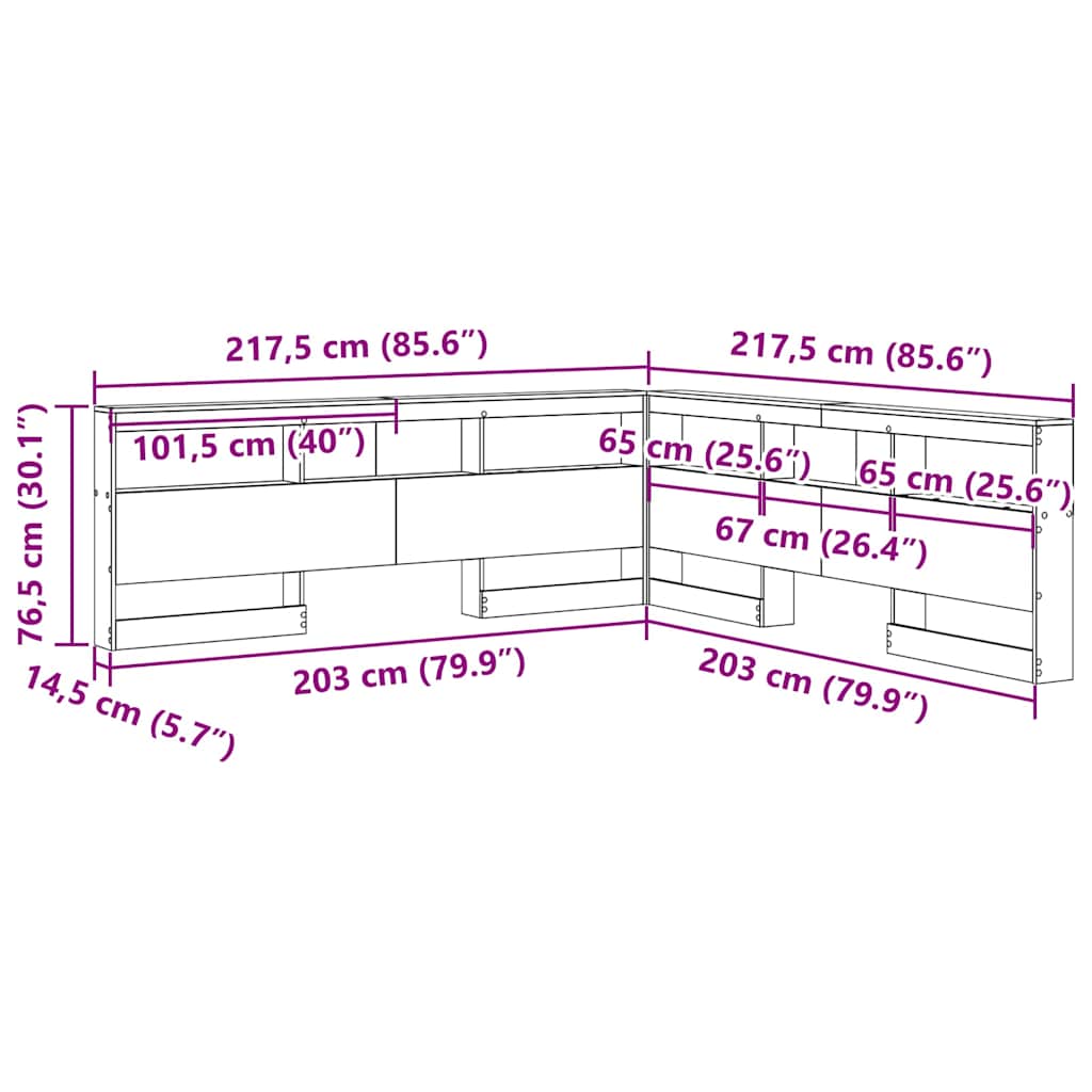 Opbevaringshovedgavl Artisan Eg 200 Cm Konstrueret Træ - Billede 12
