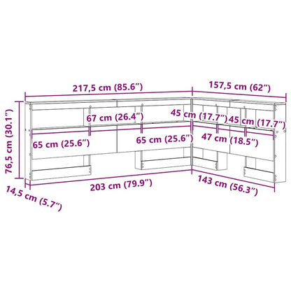 Opbevaringshovedgavl Gammelt Træ 140 Cm Konstrueret Træ - Billede 12