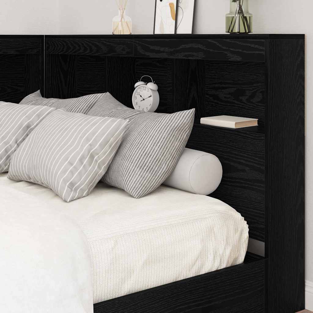 Opbevaringshovedgavl Med Hylde Sort Eg 120 Cm Konstrueret Træ - Billede 4