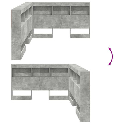 Opbevaringshovedgavl Med Hylde Betongrå 120 Cm Konstrueret Træ - Billede 10