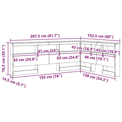 Opbevaringshovedgavl Gammelt Træ 135 Cm Konstrueret Træ - Billede 12