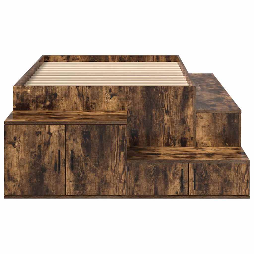 Seng Med Opbevaring Med Skuffe Røget Eg 244 X 127 X 53.5 Cm - Billede 8
