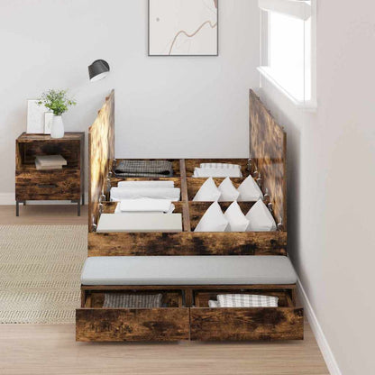 Seng Med Opbevaring Med Skuffe Røget Eg 236.5 X 80 X 31.5 Cm - Billede 4