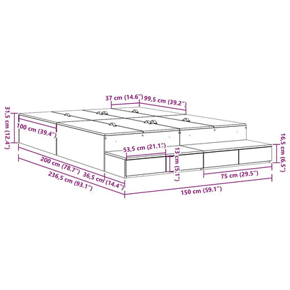 Seng Med Opbevaring Med Skuffe Sort Eg 236.5 X 150 X 31.5 Cm - Billede 11