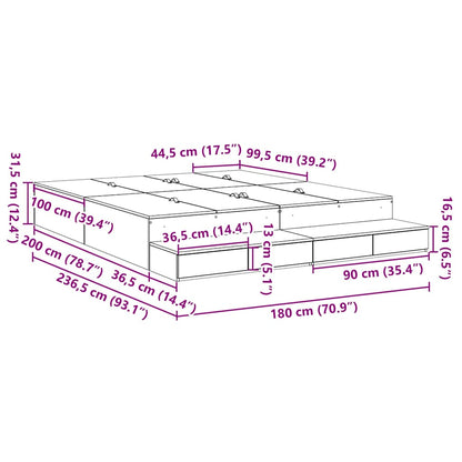 Seng Med Opbevaring Hvid 236,5 X 180 X 31,5 Cm Konstrueret Træ - Billede 9