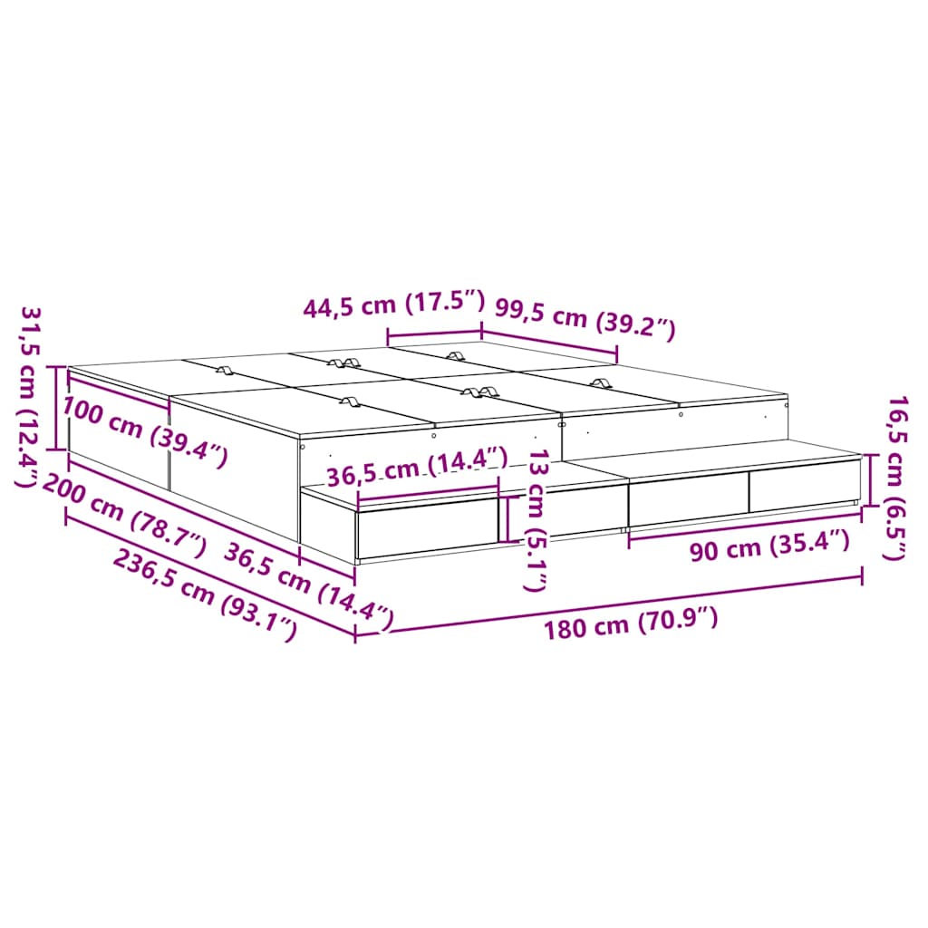 Seng Med Opbevaring Med Dør Gammelt Træ 236,5 X 180 X 31,5 Cm - Billede 13