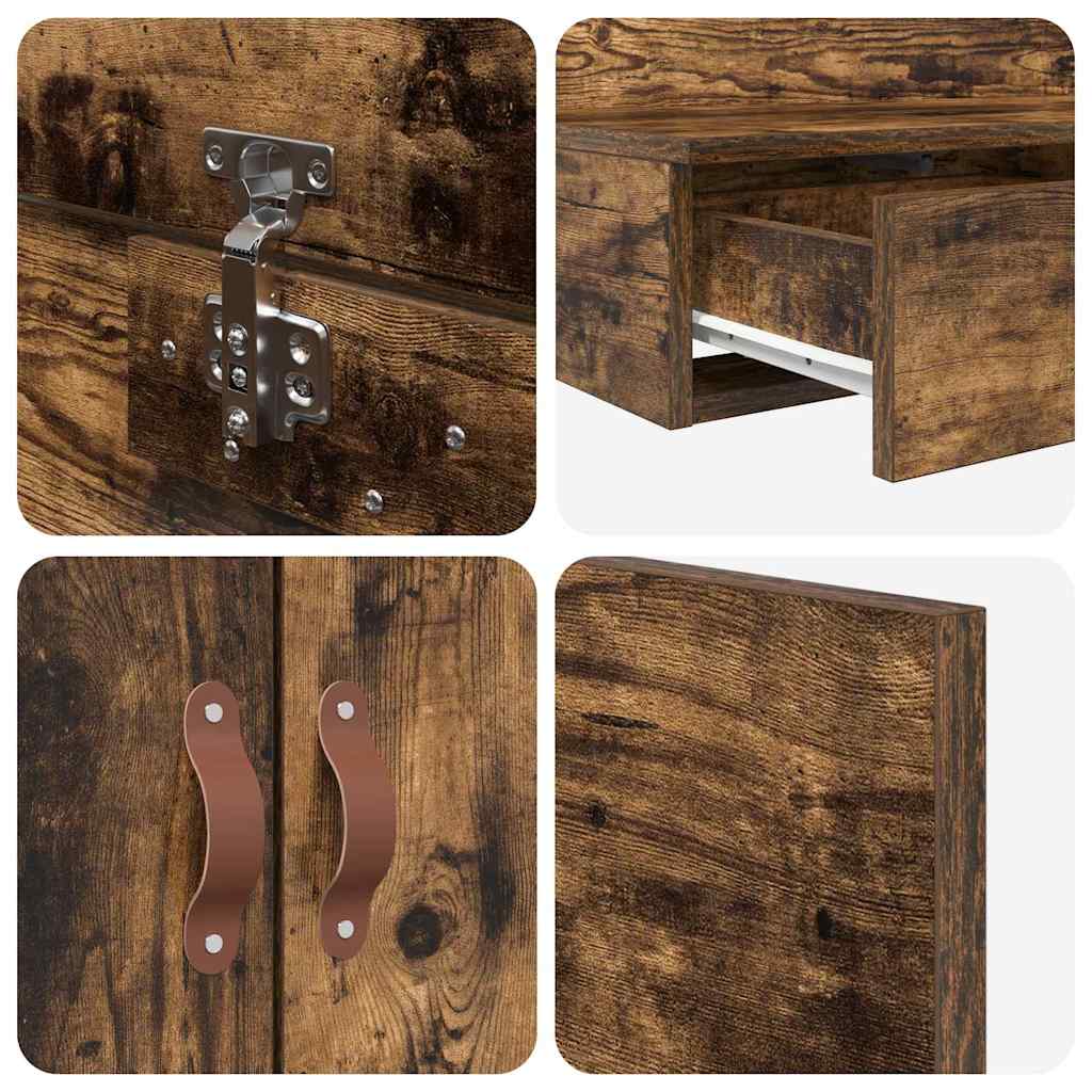 Seng Med Opbevaring Med Skuffe Røget Eg 226,5 X 75 X 31,5 Cm - Billede 11
