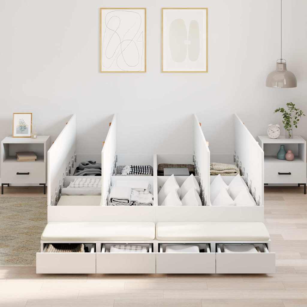 Seng Med Opbevaring Hvid 226,5 140 31,5 Cm Konstrueret Træ - Billede 4