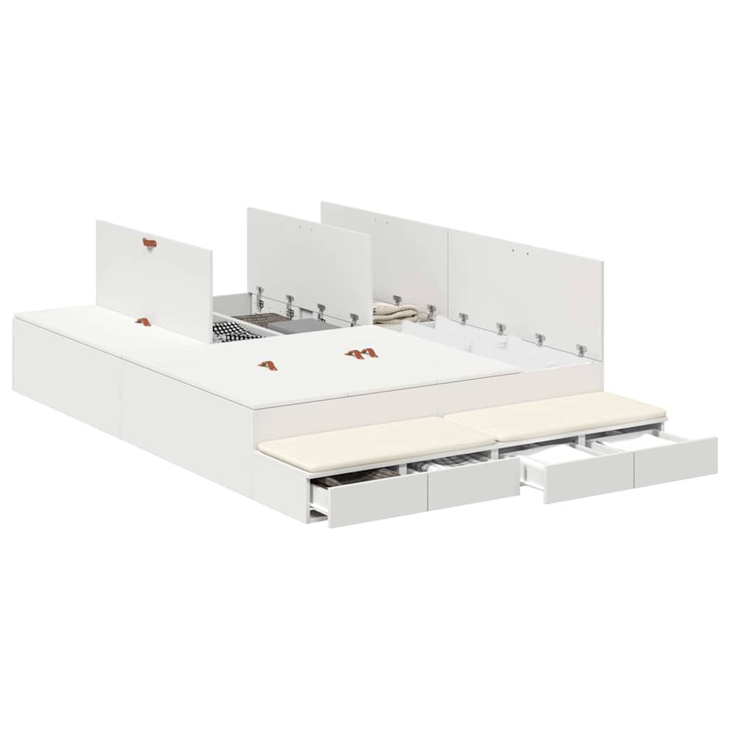 Seng Med Opbevaring Hvid 226,5 140 31,5 Cm Konstrueret Træ - Billede 3