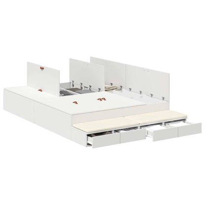 Seng Med Opbevaring Hvid 226,5 140 31,5 Cm Konstrueret Træ - Billede 3