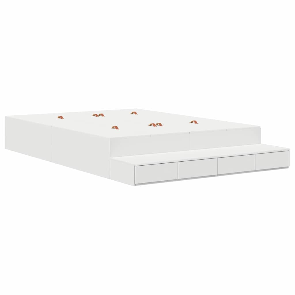 Seng Med Opbevaring Hvid 226,5 X 135 X 31,5 Cm Konstrueret Træ - Billede 2