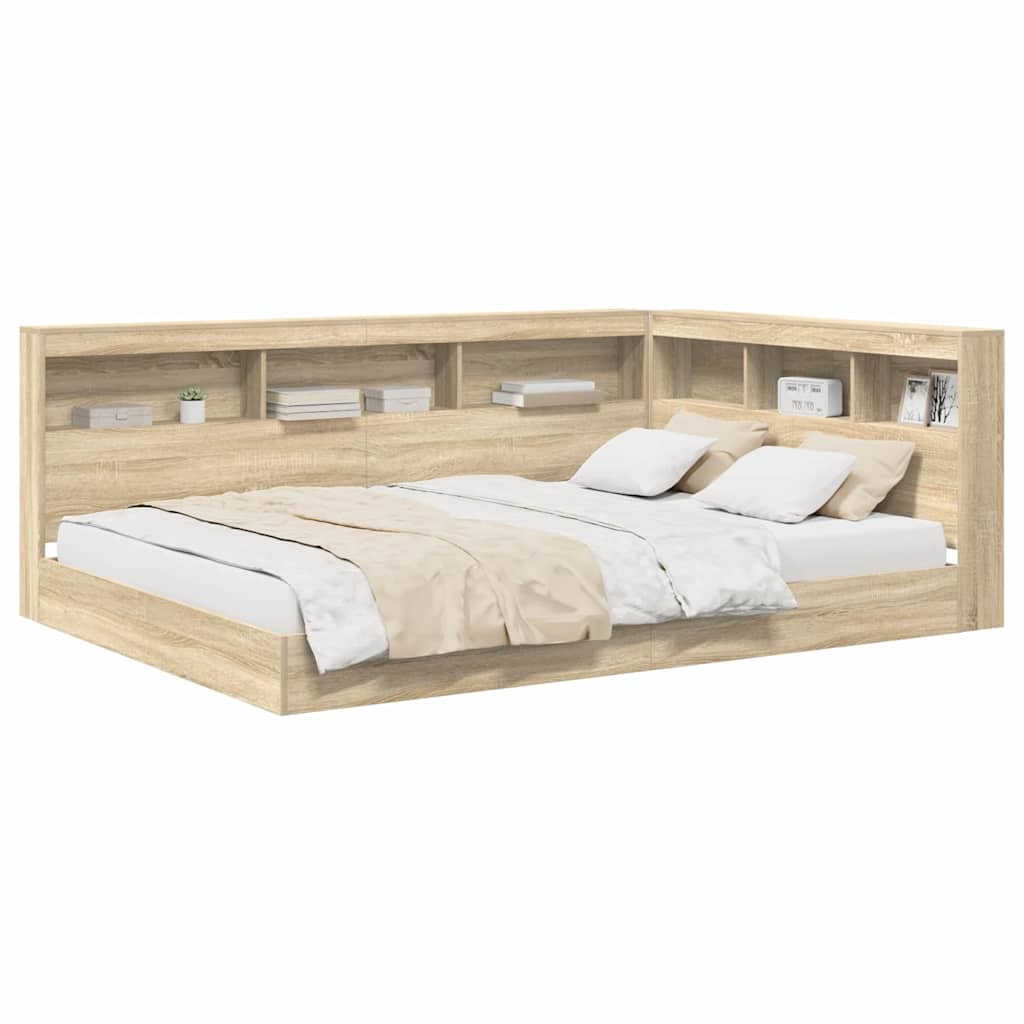 Bogreol Seng Sonoma-eg 160 200 Cm Konstrueret Træ - Billede 3