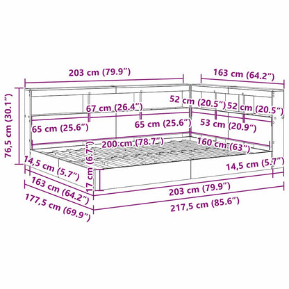 Bogreol Seng Sonoma-eg 160 200 Cm Konstrueret Træ - Billede 10