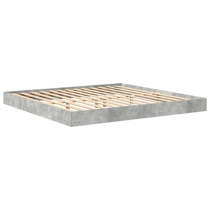 Bogreol Seng Betongrå 180 X 200 Cm Konstrueret Træ - Billede 5