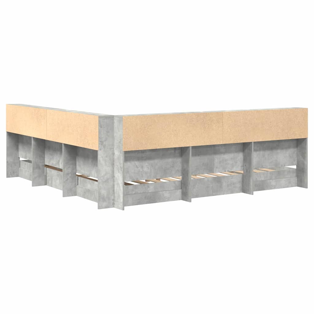 Bogreol Seng Betongrå 180 X 200 Cm Konstrueret Træ - Billede 9