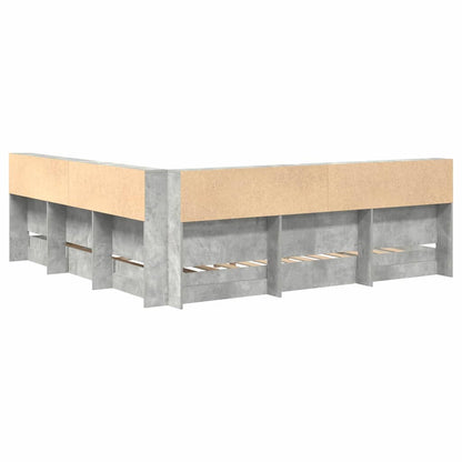 Bogreol Seng Betongrå 180 X 200 Cm Konstrueret Træ - Billede 9