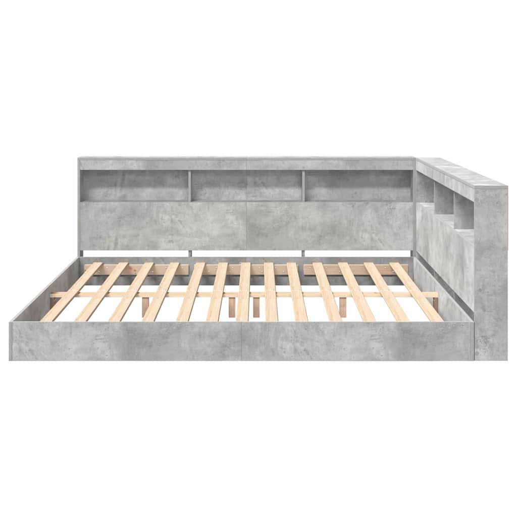 Bogreol Seng Betongrå 180 X 200 Cm Konstrueret Træ - Billede 7