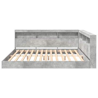 Bogreol Seng Betongrå 180 X 200 Cm Konstrueret Træ - Billede 7