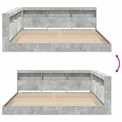 Bogreol Seng Betongrå 180 X 200 Cm Konstrueret Træ - Billede 12