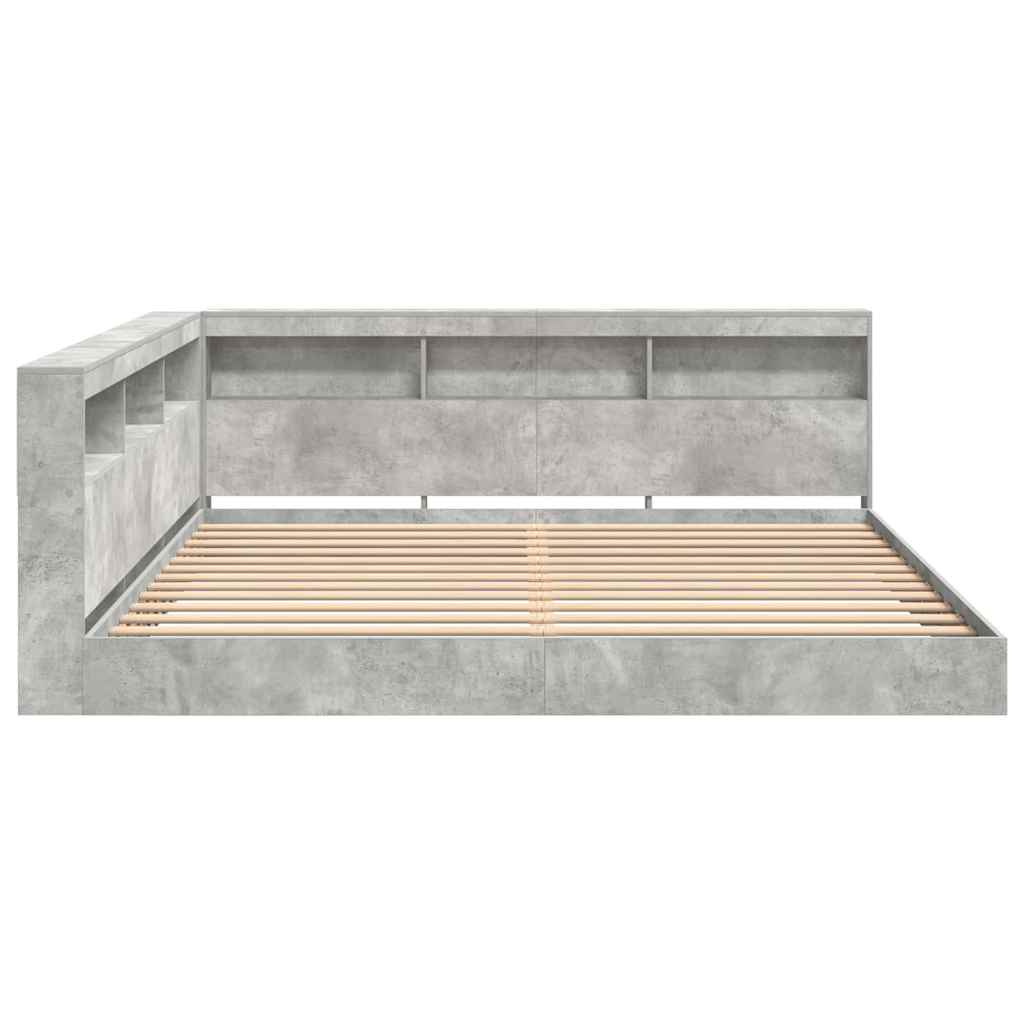 Bogreol Seng Betongrå 180 X 200 Cm Konstrueret Træ - Billede 8