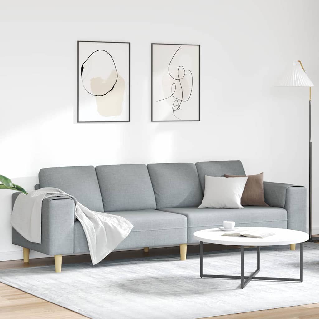Sofa Sæt Lysegrå Stof - Hovedbillede
