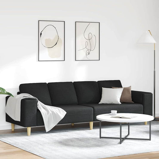 Sofa Sæt Sort Stof - Hovedbillede