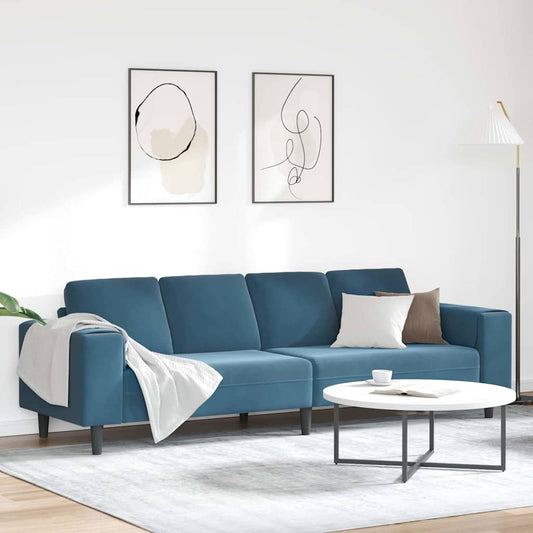 Sofa Sæt Blå Fløjl - Hovedbillede
