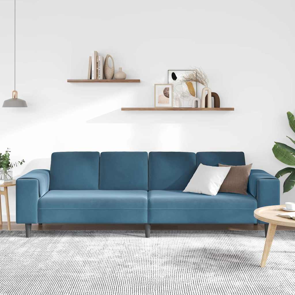 Sofa Sæt Blå Fløjl - Billede 3