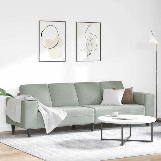 Sofa Sæt Lysegrå Fløjl - Hovedbillede